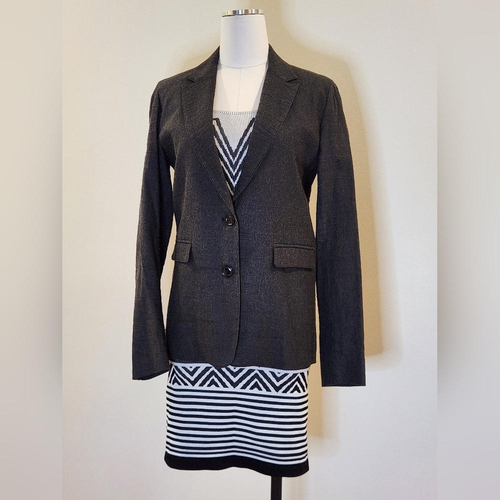 NWT || NELL & ME || blazer, single breasted, wool, deep gray, jacket, size small
